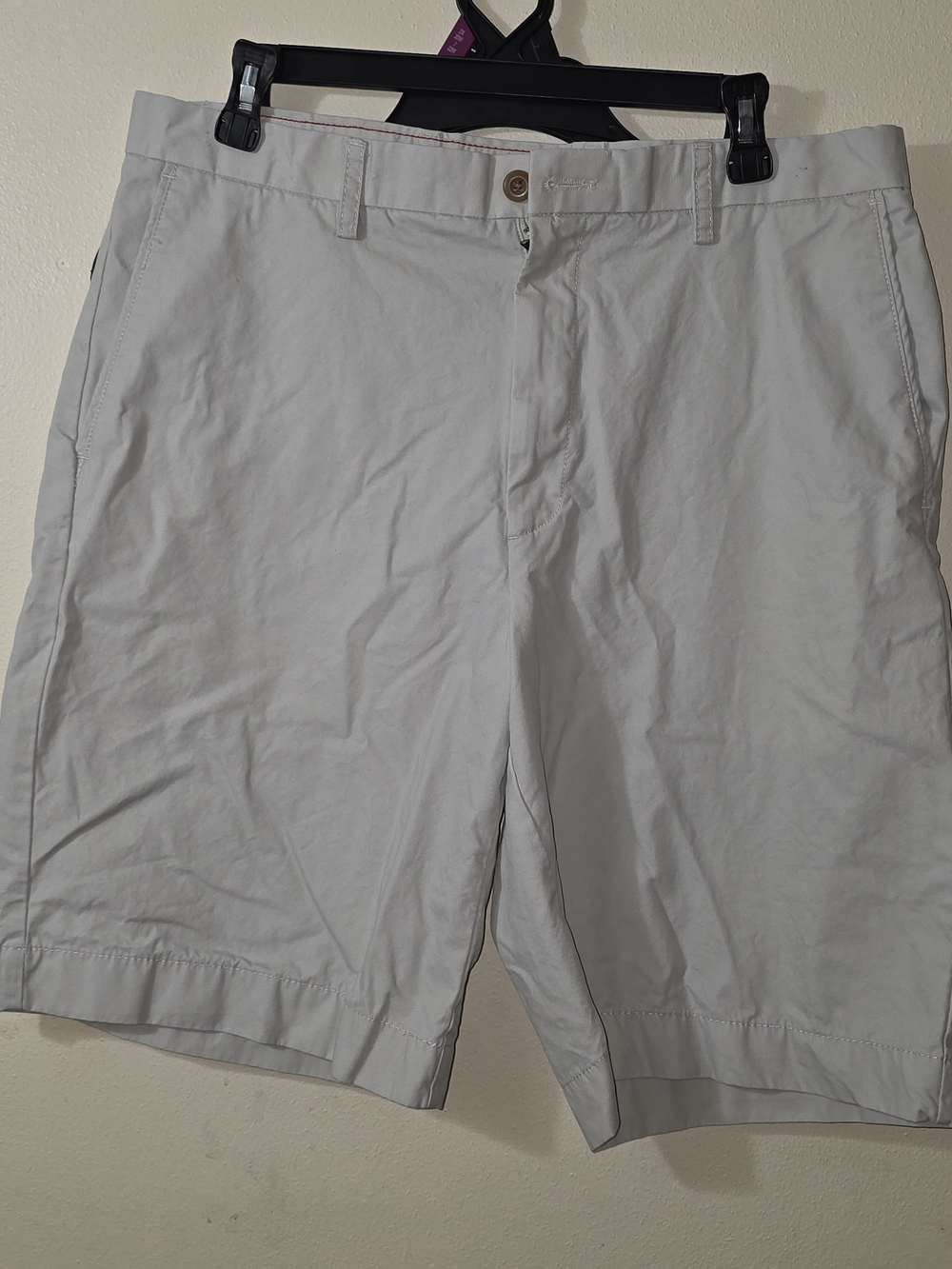 Arrow Men's Light Gray Flat-Front Chino Shorts Size 34